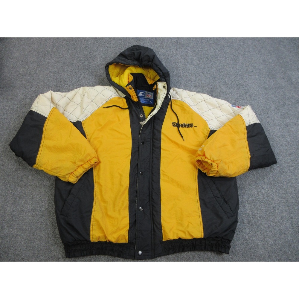 Vintage Pittsburgh Steelers Jacket Mens XL NFL Football Hooded Starter 90s